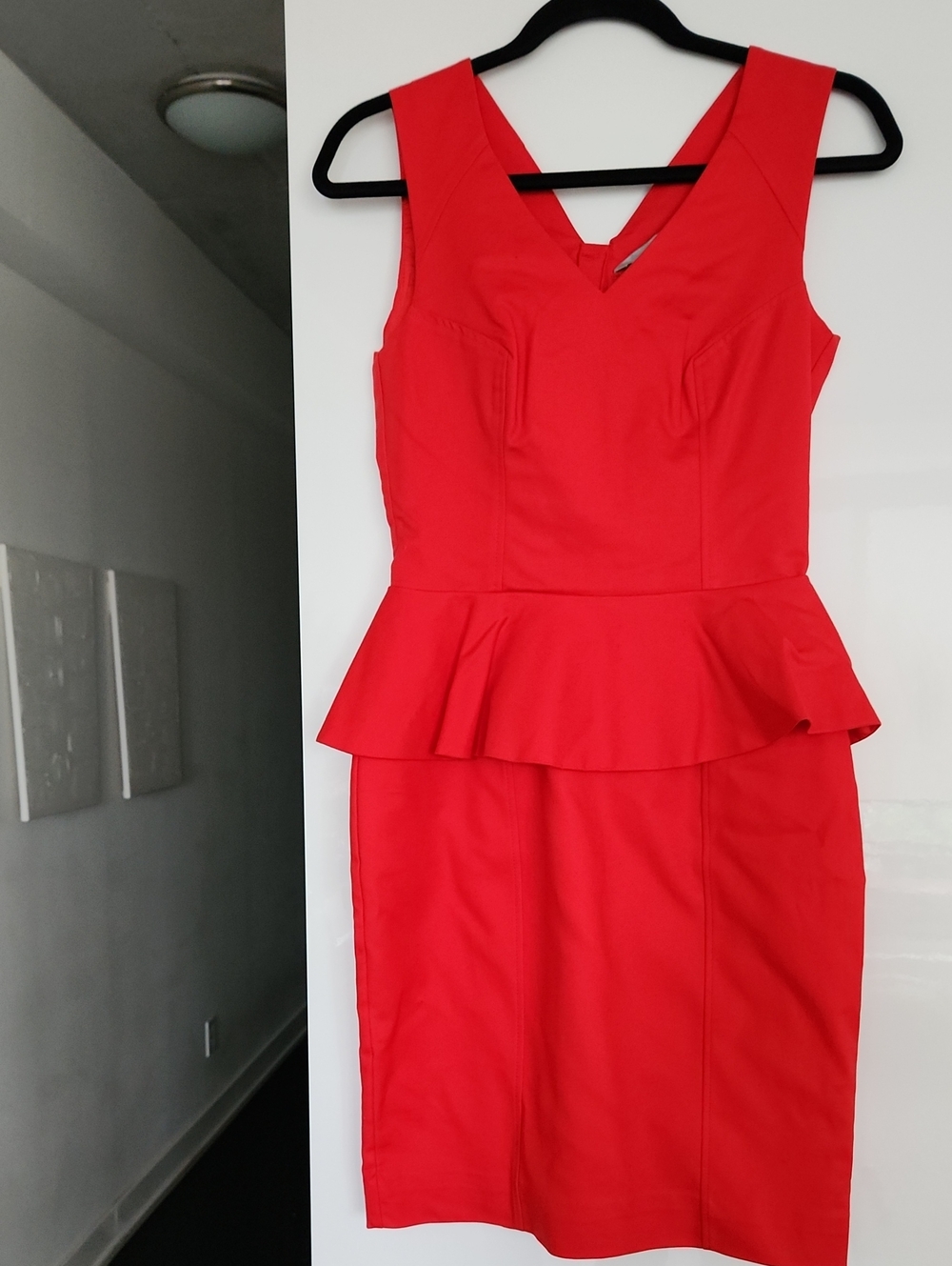 H&M Red/Coral Sleeveless Peplum Midi Dress